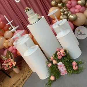 5PCs of Metal Cylinder Stands,White Pedestal Cake Stands