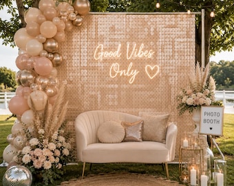 FINAL SALE-Blush Shimmer Wall Panel | Sequin Backdrop, Clear Self-Locking