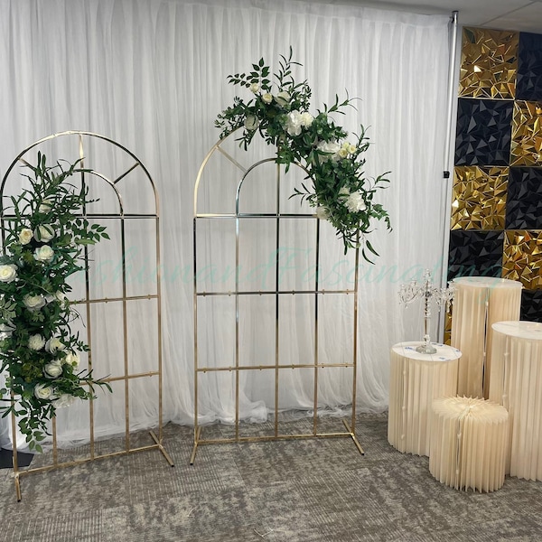 2 PCs Pipe-N Gold Mesh Arch,Wedding Arch Backdrop Stand