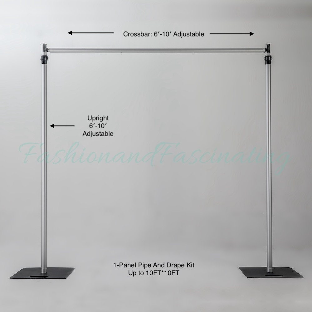 10 ft x 10 ft Heavy Duty Adjustable Pipe and Drape Kit Backdrop Support Stand - Black