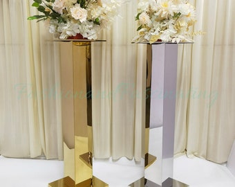 2 PACK｜40“ Tall Stainless Steel Mirror Finished Flower Stand,Centerpieces Flower Stand