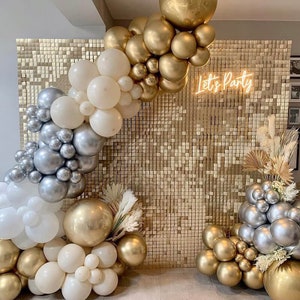 Pre Order---LightGold | Clear self-locking based Shimmer Wall Panels,Sequin Wall Backdrop ,Shimmer Backdrop