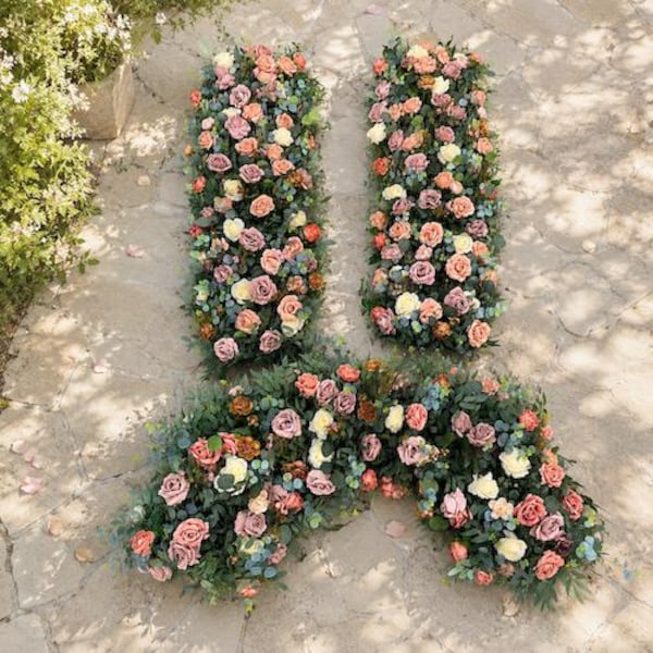 Conjunto de arreglos florales de champán de 3 paneles, flores de lujo para fondo de boda, decoración de arco floral artificial, decoración para ceremonia y recepción.