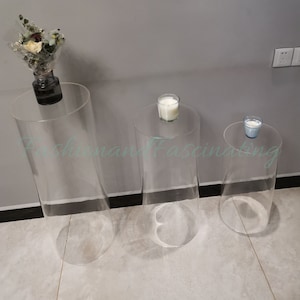 3PCs of Clear Round Cylinder Pedestal Stand,Wedding pillars,Wedding Backdrop,Storage Bag