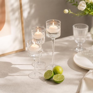 Glass Cylinder Floating Candle Holders | Set of 12, 12"-16" Heights, Wedding Centerpiece Decor