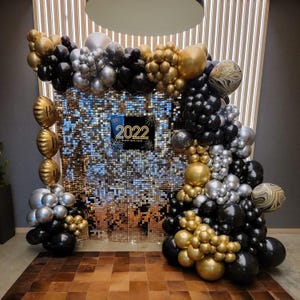 VENTA FINAL - Paneles de pared con brillo dorado champán / Fondo de lentejuelas de 6x6, 7x7, 8x8 pies con respaldo negro