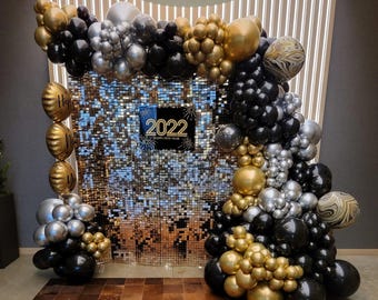 FINALSALE-Champagne Gold Shimmer Wall Panels | 6x6 7x7 8x8FT Sequin Backdrop with Black Backing