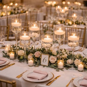 Set of 12 Glass Cylinder Candle Holders | Long Stem Floating Candle Holders 12" 14" 16"|Wedding Table Centerpiece Decor|Tealight Candlestick