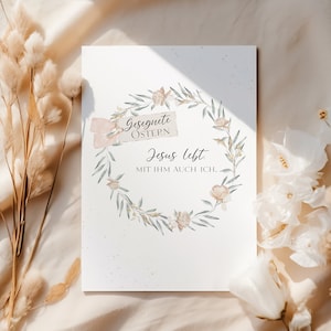 Christliche Postkarte zu Ostern in A6: Jesus lebt, mit ihm auch ich| Grußkarte | Ostern | Glaube | Geschenk | Auferstehung