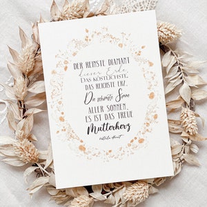 Christliches Geschenk zum Muttertag | Postkarte A6 | Alles liebe zum Muttertag| Der reinste Diamant| Mutterherz