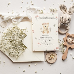Christliche Postkarte zur Geburt| Denn ich, der Herr, dein Gott, ergreife deine rechte Hand| Jesaja 41:13| Geschenk zur Geburt| Gottes Segen