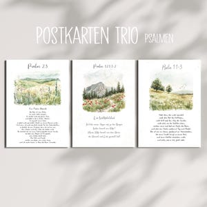 Drei Christliche Postkarten im Set: Psalm 23 | Psalm 121, 1-2| Psalm 1,1-3| Geschenk | Bibelverse | Glaube