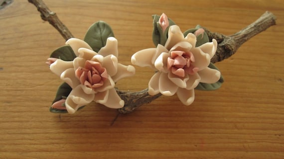 Pink Flower Earrings ~ Vintage Porcelain ~ Magica… - image 4