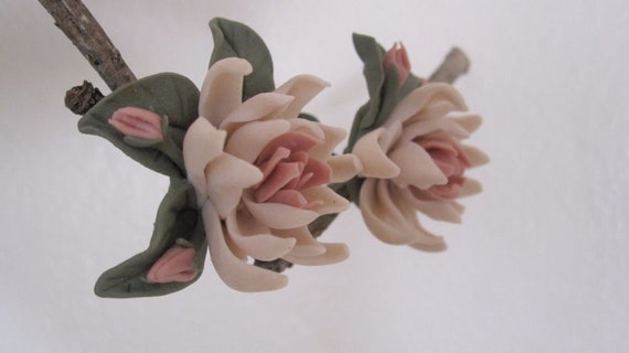 Pink Flower Earrings ~ Vintage Porcelain ~ Magica… - image 2