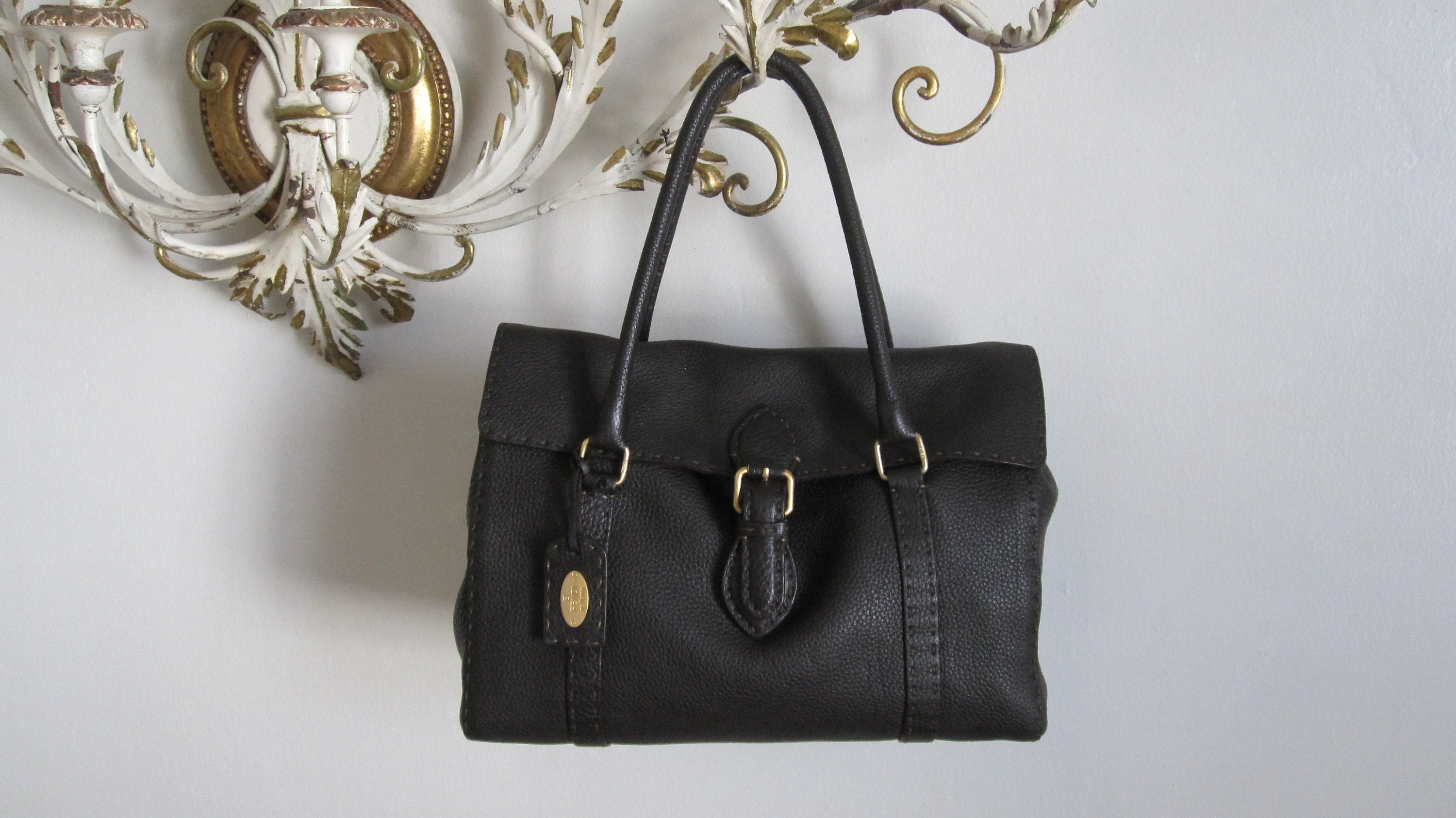 Fendi Brown Leather Satchel Bag ~ Designer Handbag ~ Linda