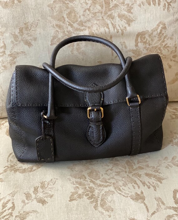 Fendi Dark Brown Leather Satchel Handbag ~ Linda Selleria ~ New