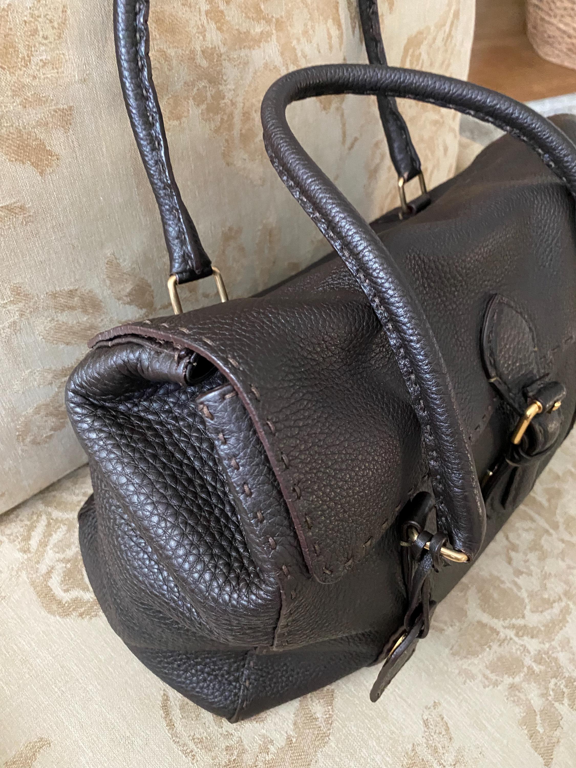 Fendi Dark Brown Leather Satchel Handbag ~ Linda Selleria ~ New