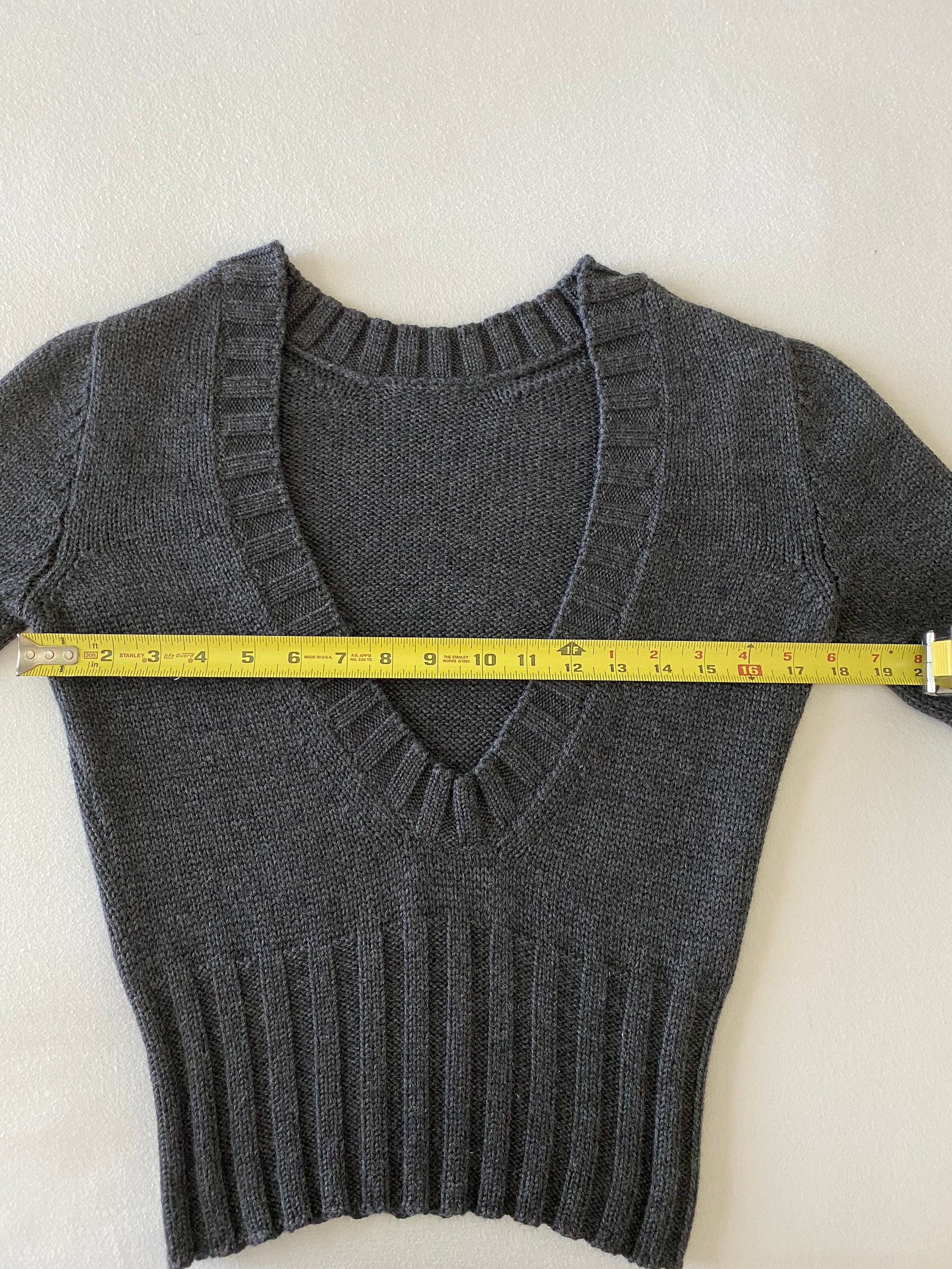 Dolce & Gabbana ~ Charcoal Gray Crop Sweater ~ Plunge Back ~ Elbow 