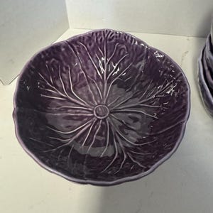 Grands bols San Raphael Bordallo Pinheiro Chou violet fabriqués au Portugal Rare 6,5 pouces lot de 5 pièces de bols vintage