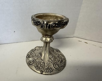 Candelabro individual Godinger antiguo, chapado en plata, de 8,9 cm de altura.