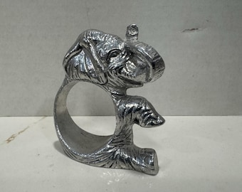 Anello portatovagliolo Arthur Court Elephant di ricambio in alluminio Lucky Trunk Up Vintage 1