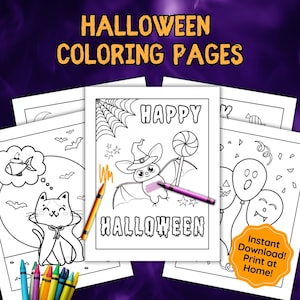 Halloween Coloring Pages, Halloween Activity for Kids, Coloring Pages Printable, Halloween Party Activity, Kids Halloween Coloring Sheets