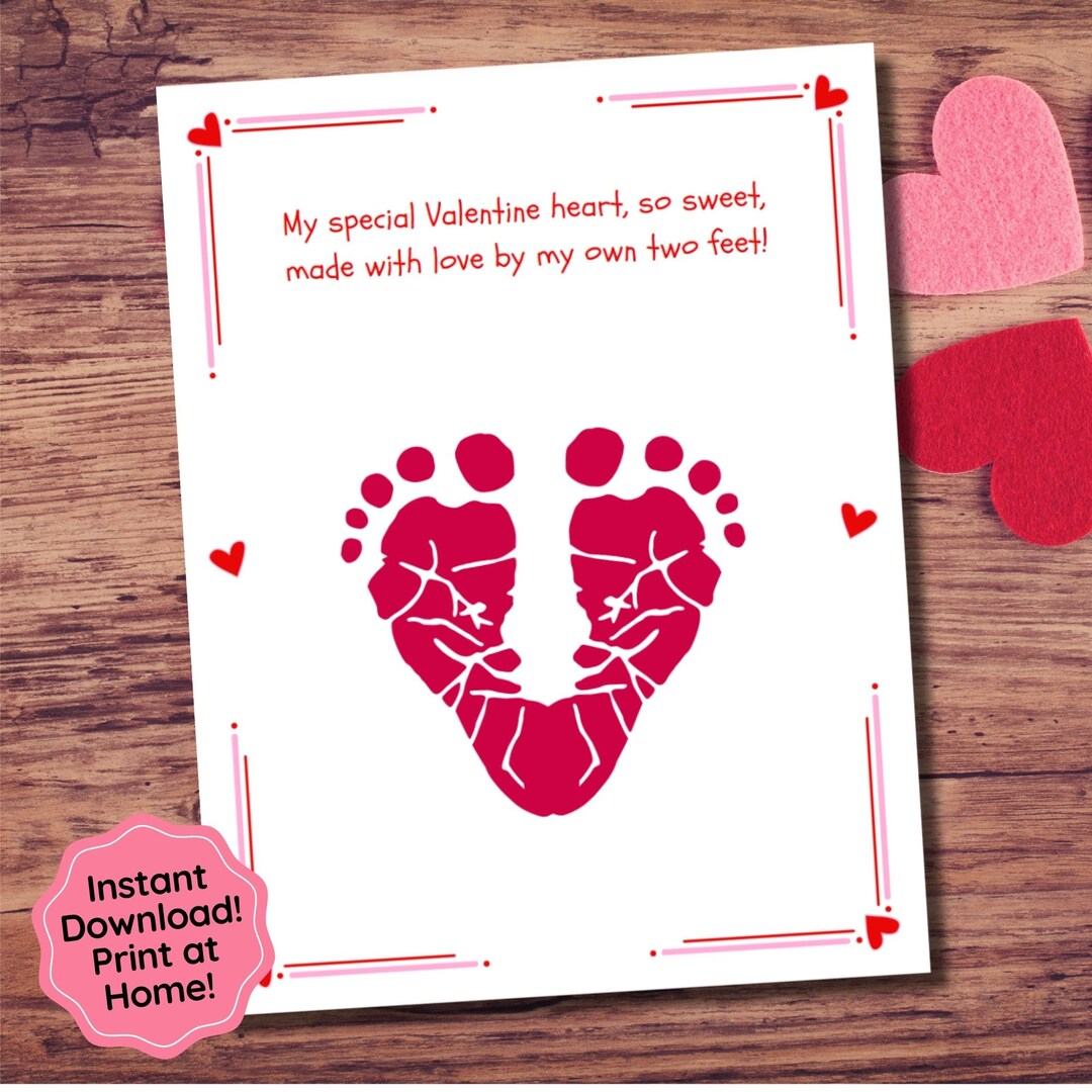 Valentines Day Footprint Art Keepsake, Toddler Preschool Daycare