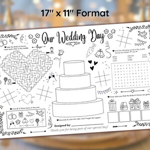 Wedding Placemat for Kids, Printable Paper Place Mat, Reception Toddler ...