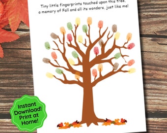 Fall Tree Handprint Craft, Fingerprint Craft, Fall Poem, Preschool Craft, Fingerprint Art, Kids Fall Craft, Printable Keepsake, Thanksgiving