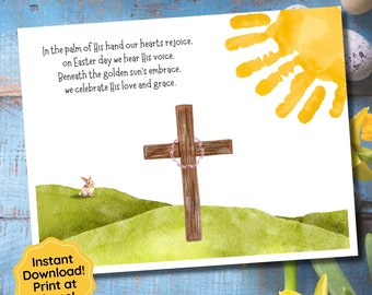 Easter Handprint Art for Kids, Religious Handprint Craft, Christian Handprint Card for Toddlers, Preschool Activity, Easter Gift from Child