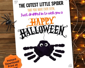 Halloween Handprint Craft, Cutest Little Spider, Daycare Craft, Halloween Activity for Kids, Pre K Craft, Halloween Craft for Kids Printable