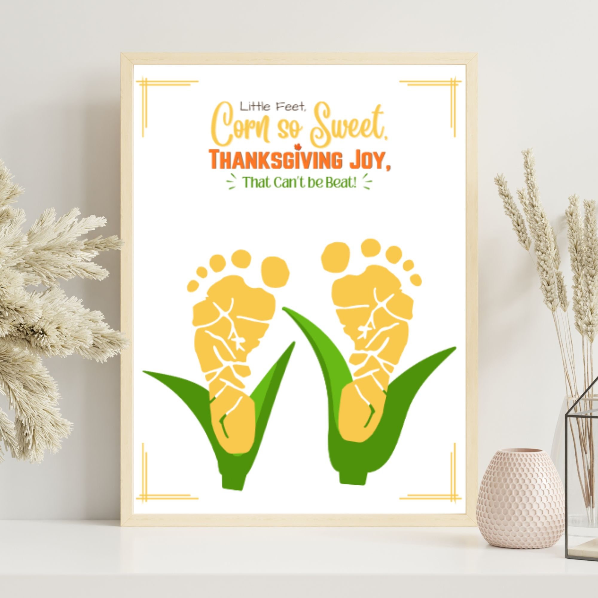 Sweet Corn Footprint Handprint Craft, Thanksgiving Craft for Toddlers
