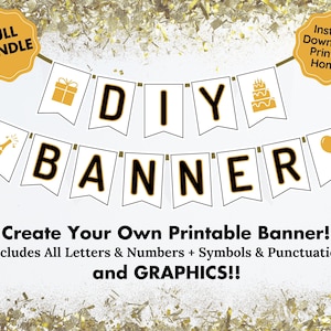 Party Banner, Birthday Banner, Graduation, DIY, Printable Letters, Custom Banner, Pennant, Instant Download, Event Decor, Teacher Resource