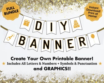 Pancarta para fiestas, pancarta de cumpleaños, graduación, hazlo tú mismo, letras imprimibles, pancarta personalizada, banderín, descarga instantánea, decoración para eventos, recurso para profesores