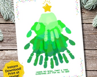 Christmas Handprint Art, Handprint Christmas Tree Activity for Toddlers, Preschool Crafts, Xmas Printable Keepsake Kids Baby Holiday Craft