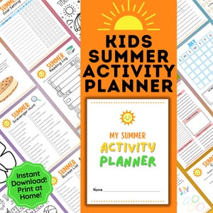Kids Summer Activity Planner Bundle, Summer Schedule, Reading Log, Summer Bucket List & Scavenger Hunt, Summer Camp, Summer Vacation Journal