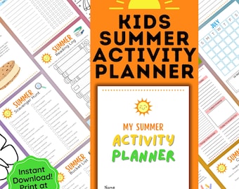 Kids Summer Activity Planner Bundle, Summer Schedule, Reading Log, Summer Bucket List & Scavenger Hunt, Summer Camp, Summer Vacation Journal