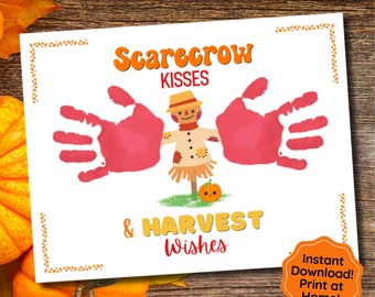 Fall Handprint Art, Fall Handprint Craft for Kids Scarecrow Craft, Fall Preschool Activity, Autumn Craft, Fall Art for Kids, Back to School