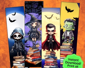Halloween Bookmarks Printable, Halloween Characters, Cute Bookmarks, Book Lovers, Bookmarks for Kids, Trick r Treat, Bookmarks for Adults