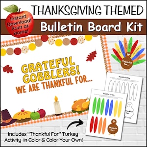 Thanksgiving Bulletin Board Kit, Fall Bulletin Board, Thanksgiving Activity, Preschool Classroom Decor, Classroom Activity, Thankful For Kit