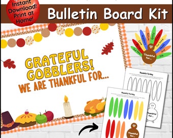 Thanksgiving Bulletin Board Kit, Fall Bulletin Board, Thanksgiving Activity, Preschool Classroom Decor, Classroom Activity, Thankful For Kit