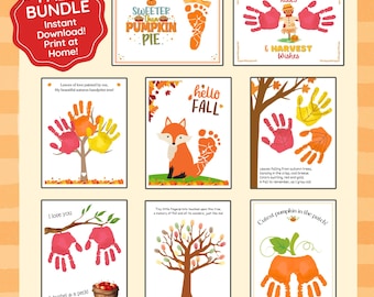 Fall Handprint Craft Bundle, Fall Handprint Art, Preschool Activity for Kids, Fall Craft for Kids, Preschool Daycare Kids Toddler Activity
