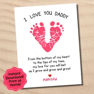 Footprint Art Craft für Papa, Vatertagsgeschenk von Kindern, Valentine Craft für Papa, Vatertagsaktivität, Vorschulkleinkindaktivität für Papa