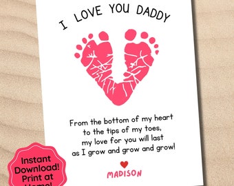 Lavoretto artistico con le impronte dei piedi per papà, regalo per la festa del papà da parte dei bambini, lavoretto di San Valentino per papà, attività per la festa del papà, attività per bambini in età prescolare per papà