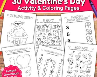 Pages d'activités pour la Saint-Valentin pour enfants, activités pour enfants, divertissement en classe, cartes de Saint-Valentin à colorier, pages d'activités à imprimer pour la Saint-Valentin