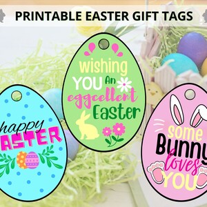 Easter Gift Tags, Printable Gift Tag, Kids Easter Basket Gift Tag, Fun Party Favor, Candy Label, Classroom Gift, Bunny Basket, Treat Bag Tag