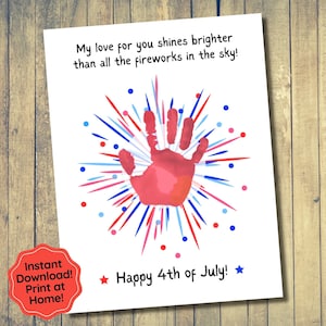4th of July Firework Handprint Art, Fourth of July Craft, Classroom Activity, Gift from Kids, Independence Day, Kids Keepsake, Footprint Art