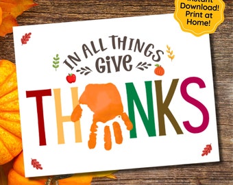 Give Thanks Handprint Craft Thanksgiving Activity for Kids, Toddler Craft, Kids Fall Craft, Preschool Activity, Thanksgiving Classroom Craft