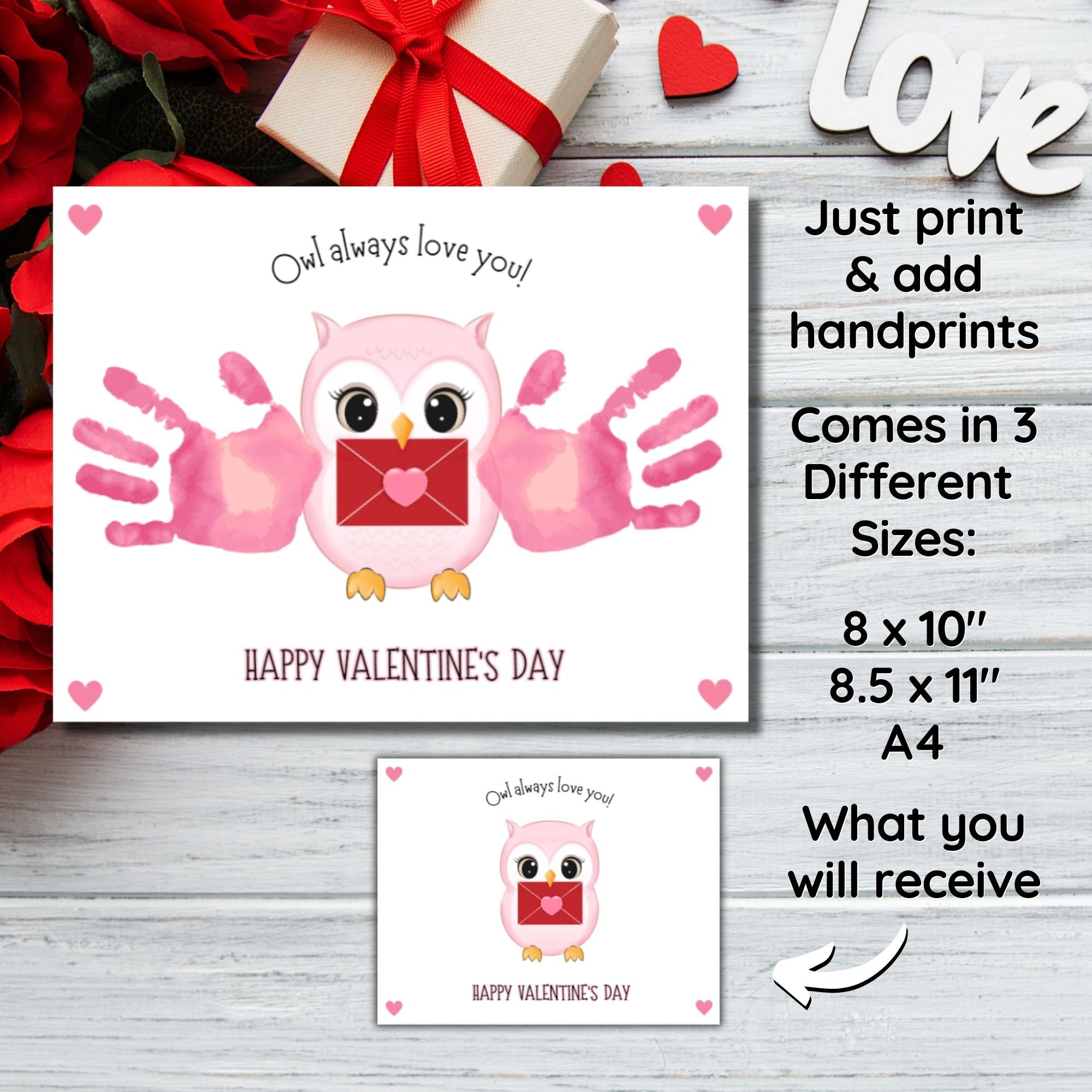 Valentines Day Handprint Art Keepsake, Love Craft, DIY Printable Craft ...