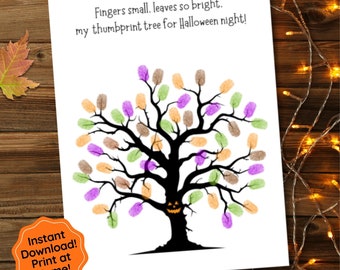Manualidad de Halloween con huellas de manos para niños, manualidad de huellas dactilares, actividad de Halloween, recuerdo infantil, manualidad de otoño con huellas de manos, actividad para fiestas, manualidad para preescolar